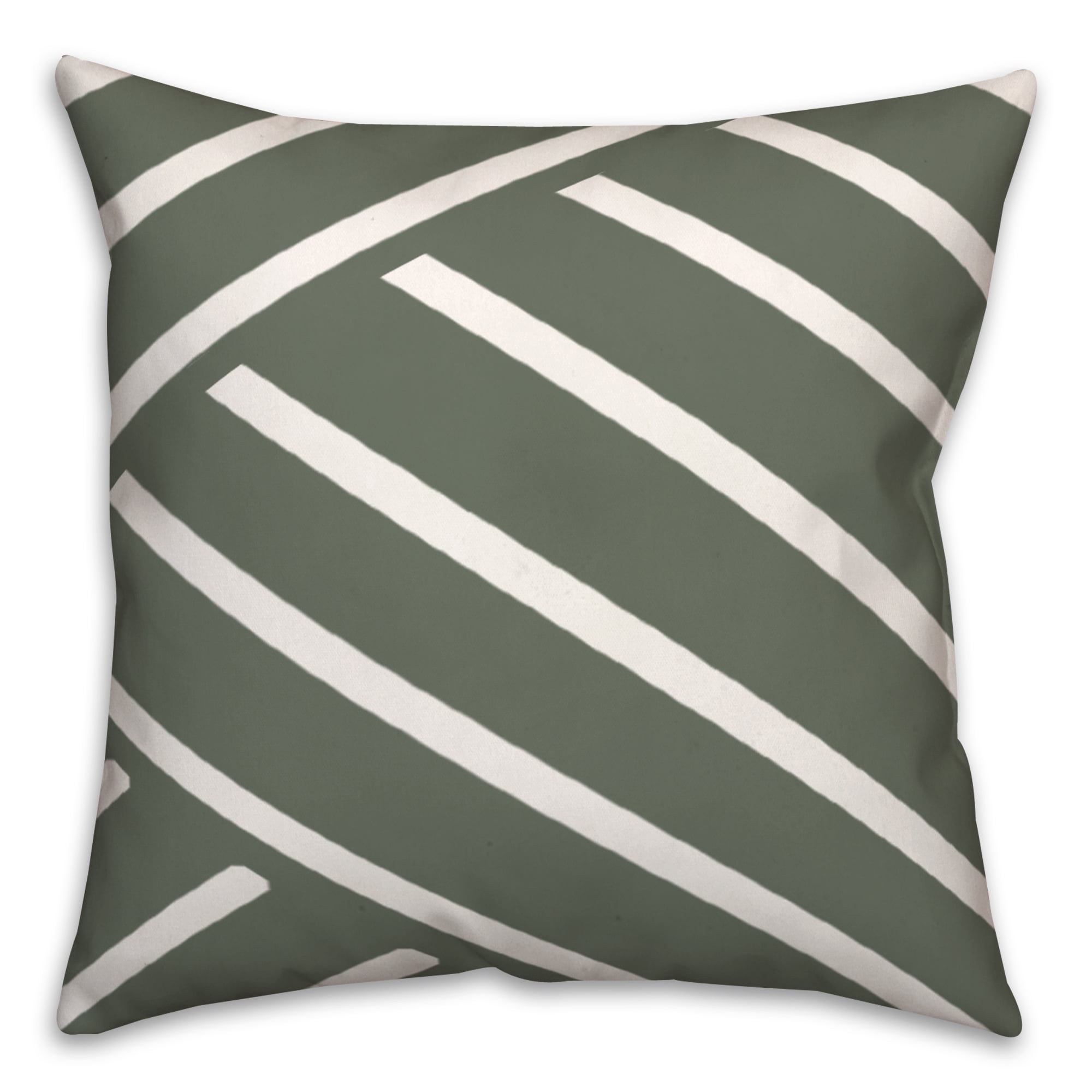 Sage and White Striped 18" Square Indoor/Outdoor Pillow