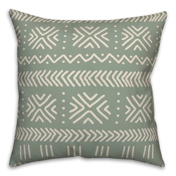 Creative Products Sage Mudcloth 18x18 Spun Poly Pillow