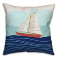 thumbnail image 1 of Creative Products Sailboat on Waves 16x16 Indoor / Outdoor Pillow, 1 of 2