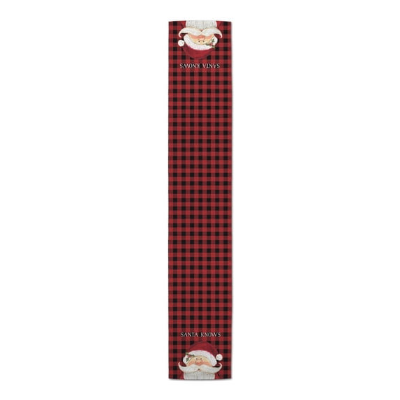 Creative Products Santa Knows on Plaid 16x72 Poly Twill Table Runner