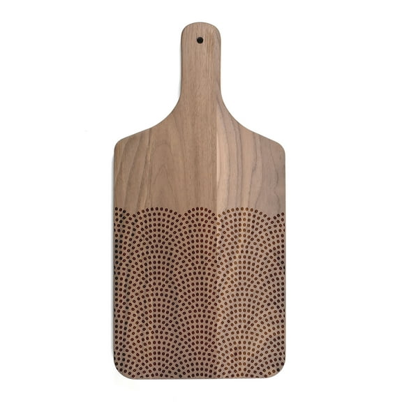 Creative Products Scallop Coffee Bean Pattern 8 x 17 Walnut Paddle Cutting Board