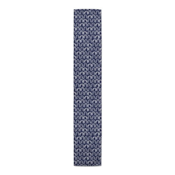 Creative Products Scallop Pattern Navy Blue 16x90 Poly Twill Table Runner