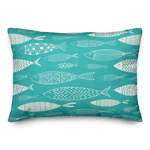 Creative Products School of Fish Teal 14x20 Indoor / Outdoor Pillow
