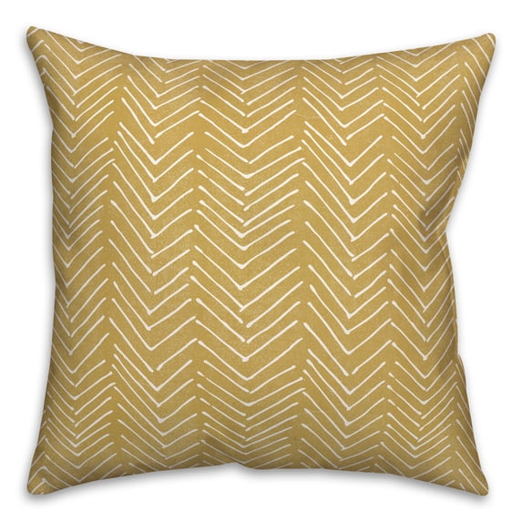 Creative Products Scribble Chevron Yellow 18 x 18 Indoor / Outdoor Pillow