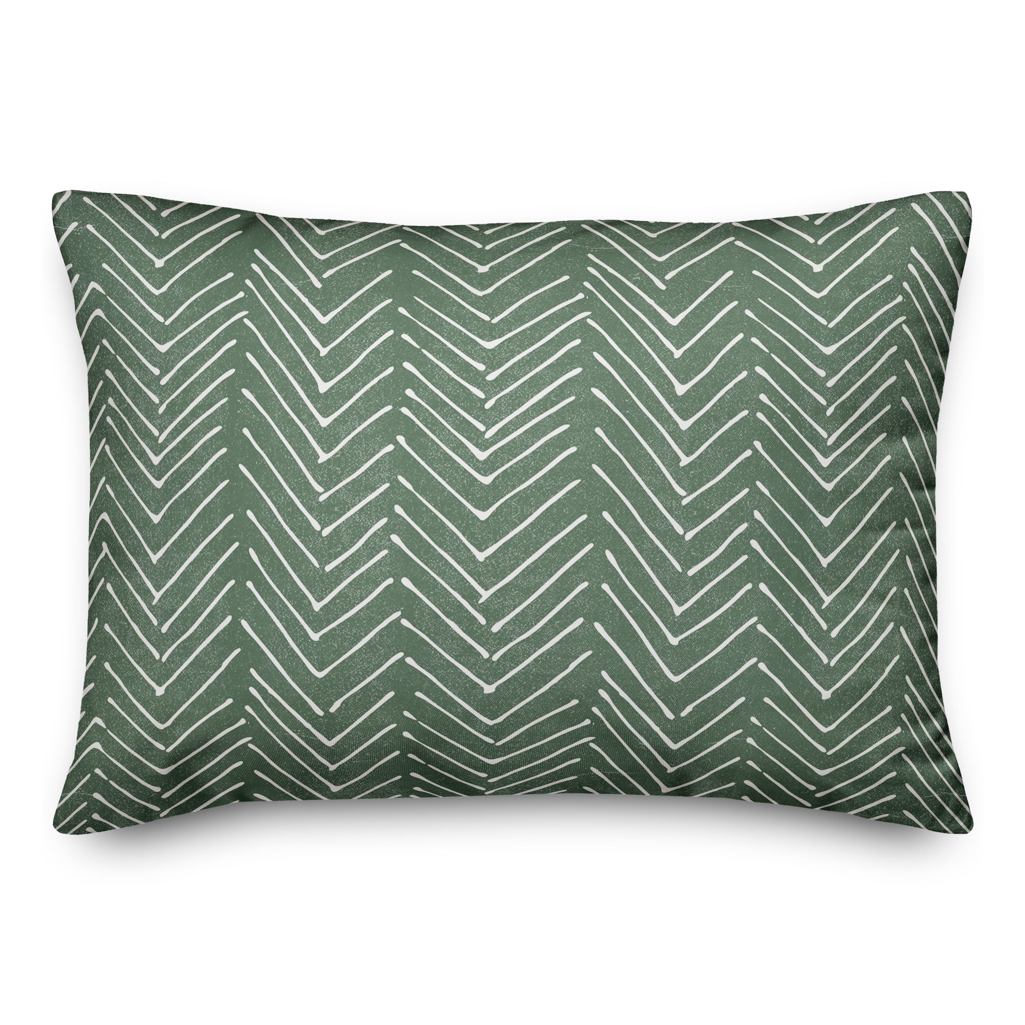 Green Chevron Pattern Indoor/Outdoor Polyester Throw Pillow