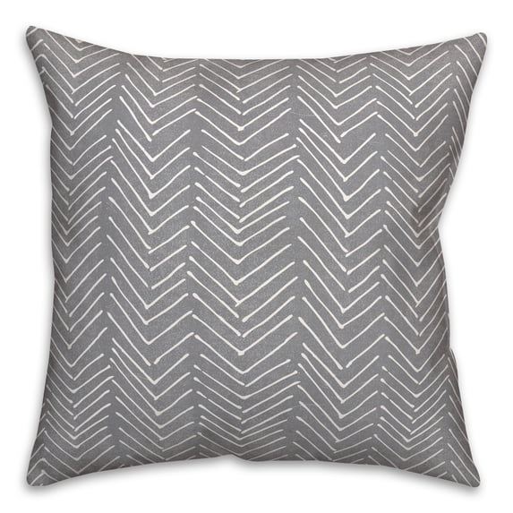 Creative Products Scribble Chevron Gray 18 x 18 Indoor / Outdoor Pillow