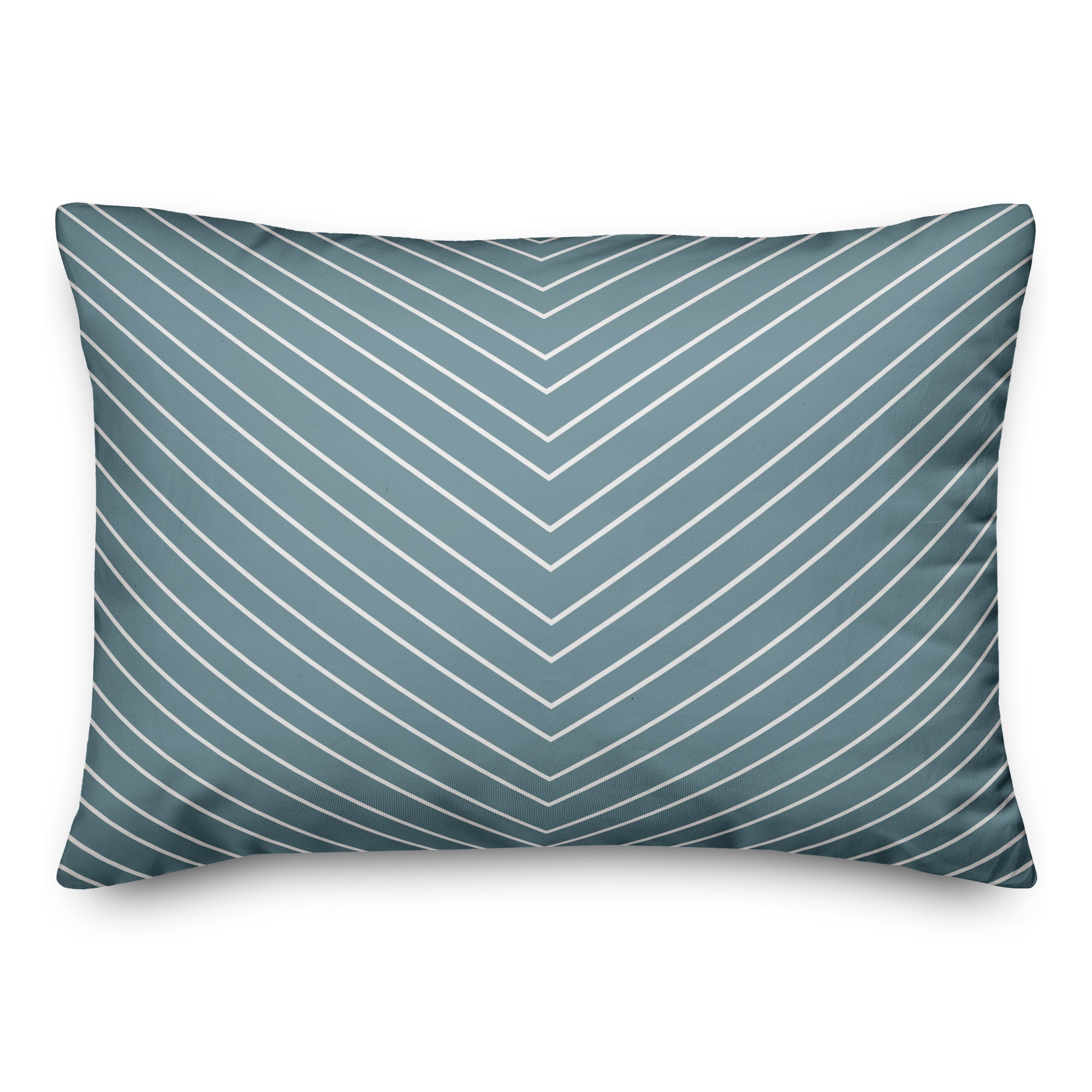 Blue and White Chevron Spun Polyester Throw Pillow