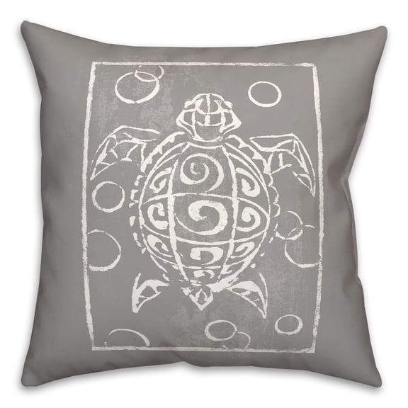 Creative Products Sea Turtle Stamp Gray 18x18 Spun Poly Pillow