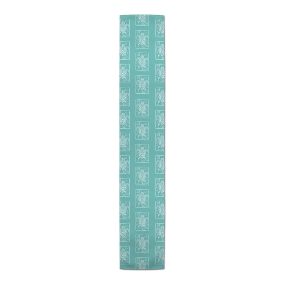 Creative Products Sea Turtle Stamp Teal 16x90 Poly Twill Table Runner