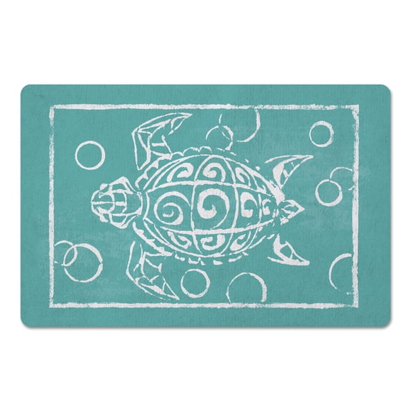 Creative Products Sea Turtle Stamp Teal 27x18 Floor Mat
