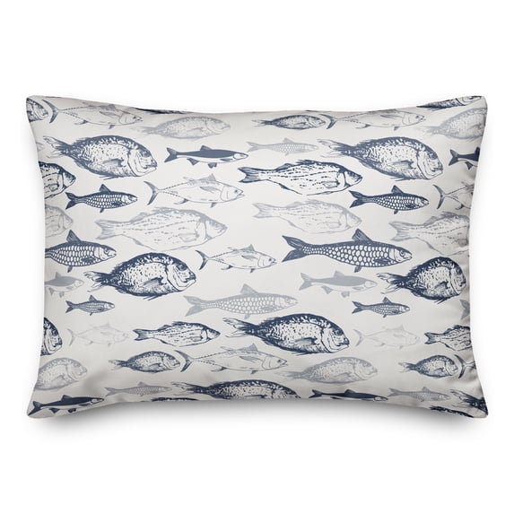 Creative Products Shades Of Fish Navy 14x20 Spun Poly Pillow