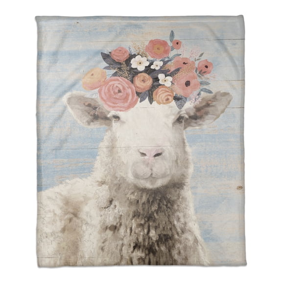 Creative Products Sheep with Flower Crown 50x60 Coral Fleece Blanket