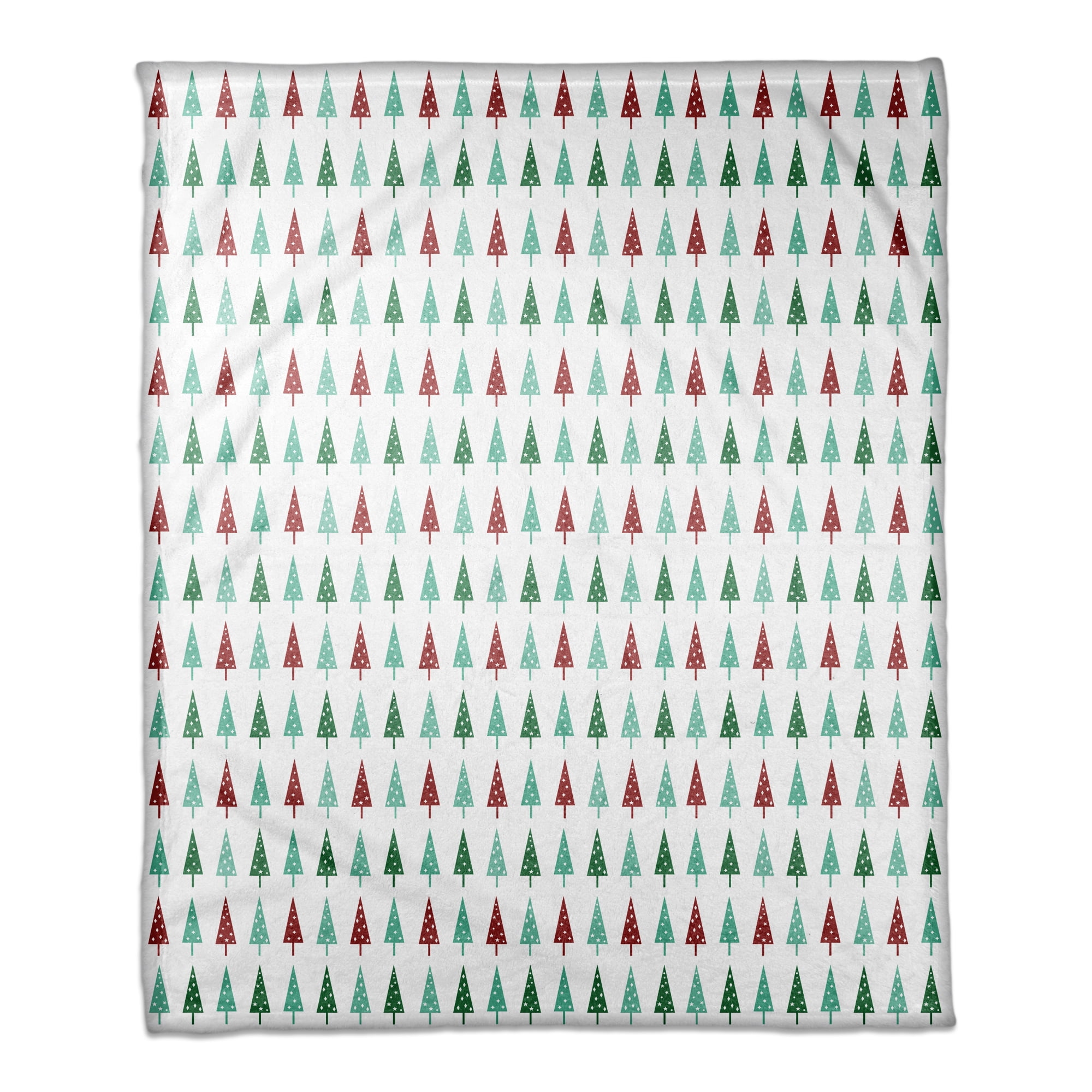 Festive Christmas Trees Coral Fleece Throw Blanket 50x60