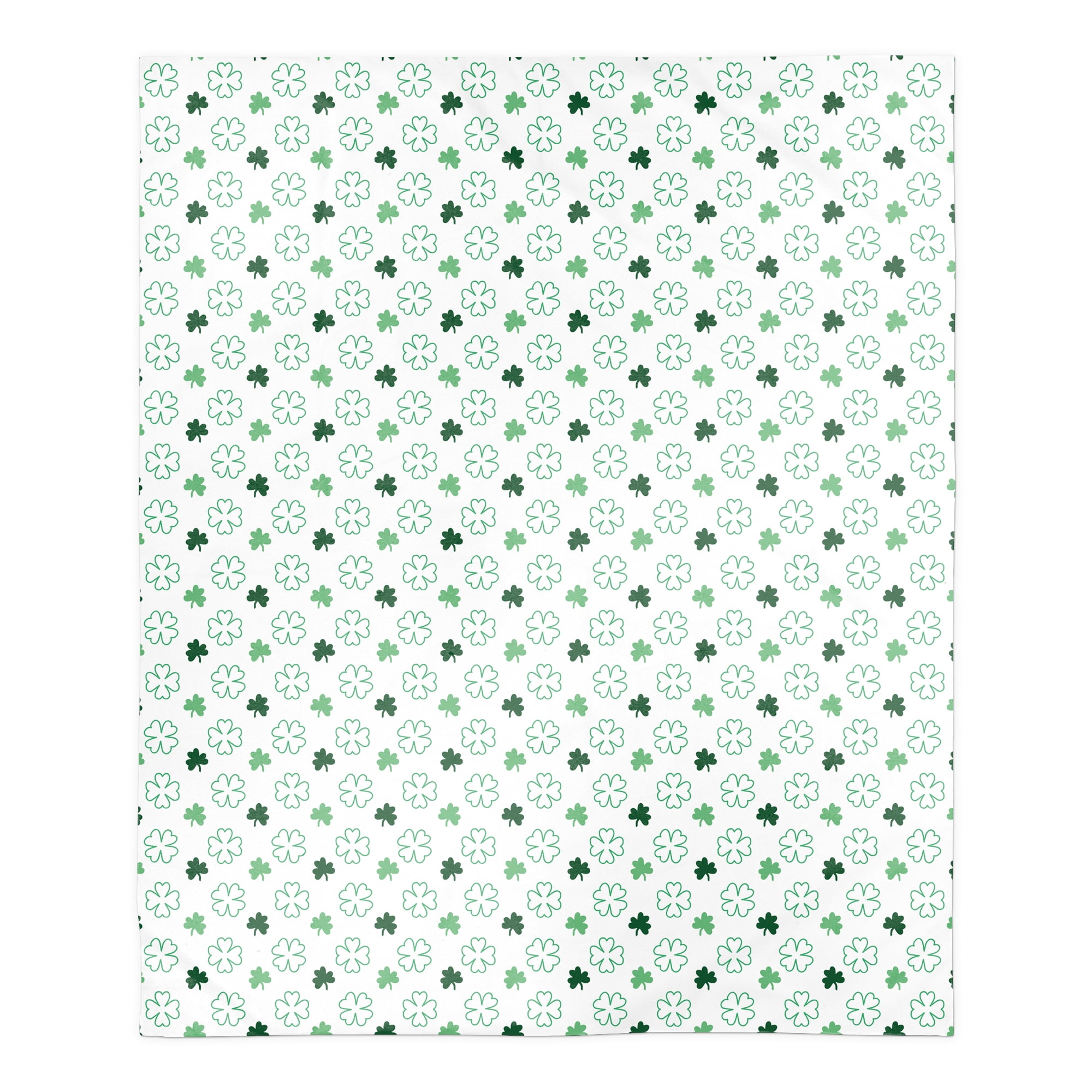 Green Clover Pattern Sherpa Fleece Throw Blanket 50x60