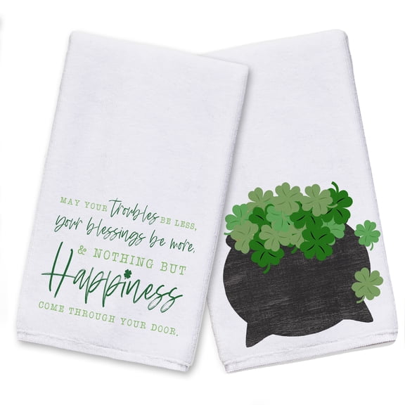 Creative Products Simple Irish Blessing Clovers 16 x 25 Tea Towel Set of 2