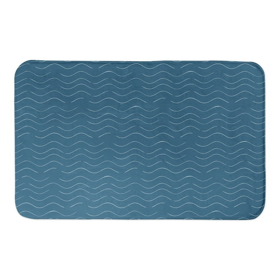 Creative Products Simple Wave Pattern Blue 34x21 Bath Mat