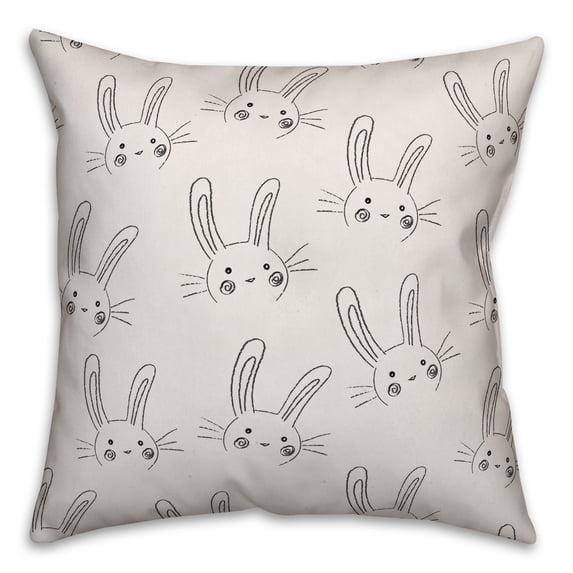 Creative Products Sketch Bunny Pattern 16x16 Spun Poly Pillow