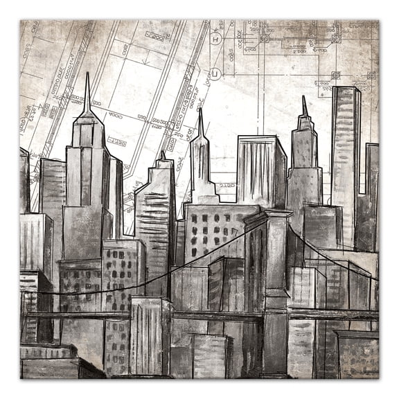 Creative Products Sketch City Skyline 30x30 Canvas Wall Art