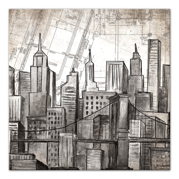 Creative Products Sketch City Skyline 36x36 Canvas Wall Art