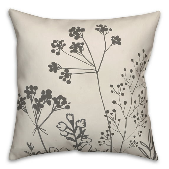 Creative Products Sketched Florals 18 x 18 Spun Poly Pillow