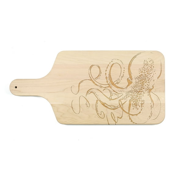 Creative Products Sketched Octopus 17 x 8 Maple Paddle Cutting Board