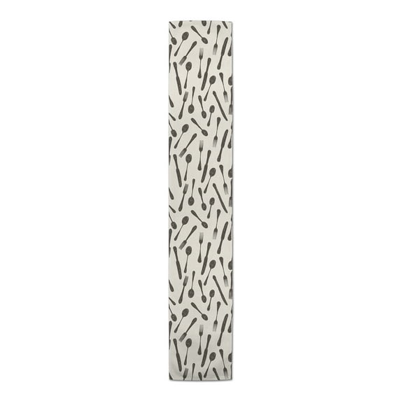 Creative Products Sketchy Kitchen Utensils Gray 5 16 x 90 Poly Twill Table Runner