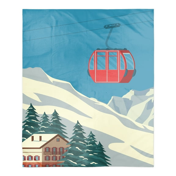 Creative Products Ski Lift Lodge 50 x 60 Coral Fleece Blanket