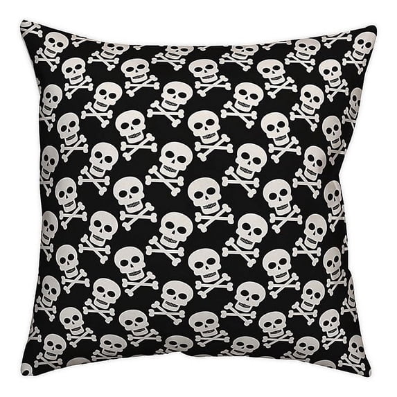 Creative Products Skull Pattern Black 18x18 Spun Poly Pillow