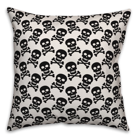 Creative Products Skull Pattern White 16x16 Spun Poly Pillow