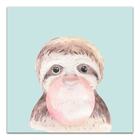 Creative Products Sloth With Bubble Gum 16x16 Canvas Wall Art