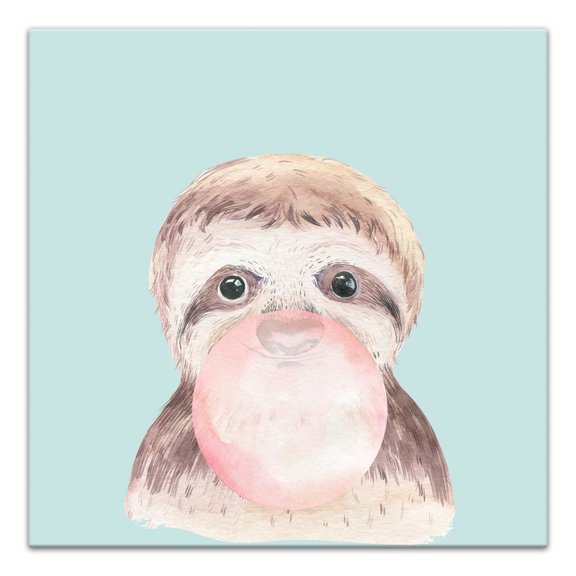Creative Products Sloth With Bubble Gum 20x20 Canvas Wall Art