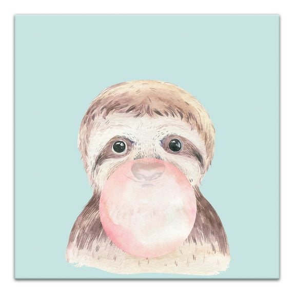 Creative Products Sloth With Bubble Gum 24x24 Canvas Wall Art