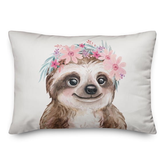 Creative Products Sloth With Flowers 20 x 14 Spun Poly Pillow