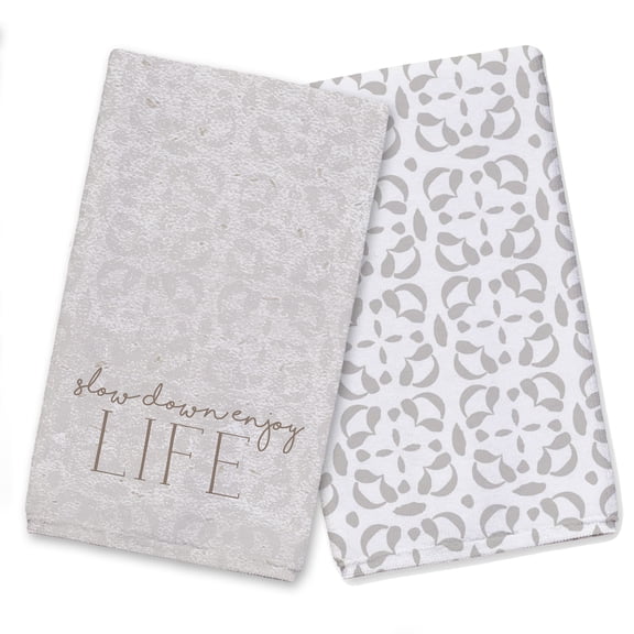 Creative Products Slow Down Enjoy Life Gray 16 x 25 Tea Towel Set of 2