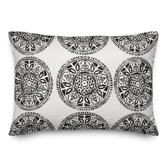 Creative Products Small Black Pattern Medallions 14x20 Indoor / Outdoor Pillow