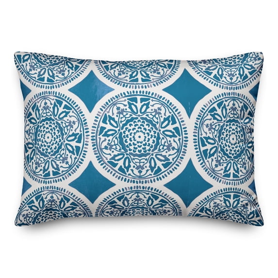 Creative Products Small Blue Full Pattern Medallions 14x20 Indoor / Outdoor Pillow