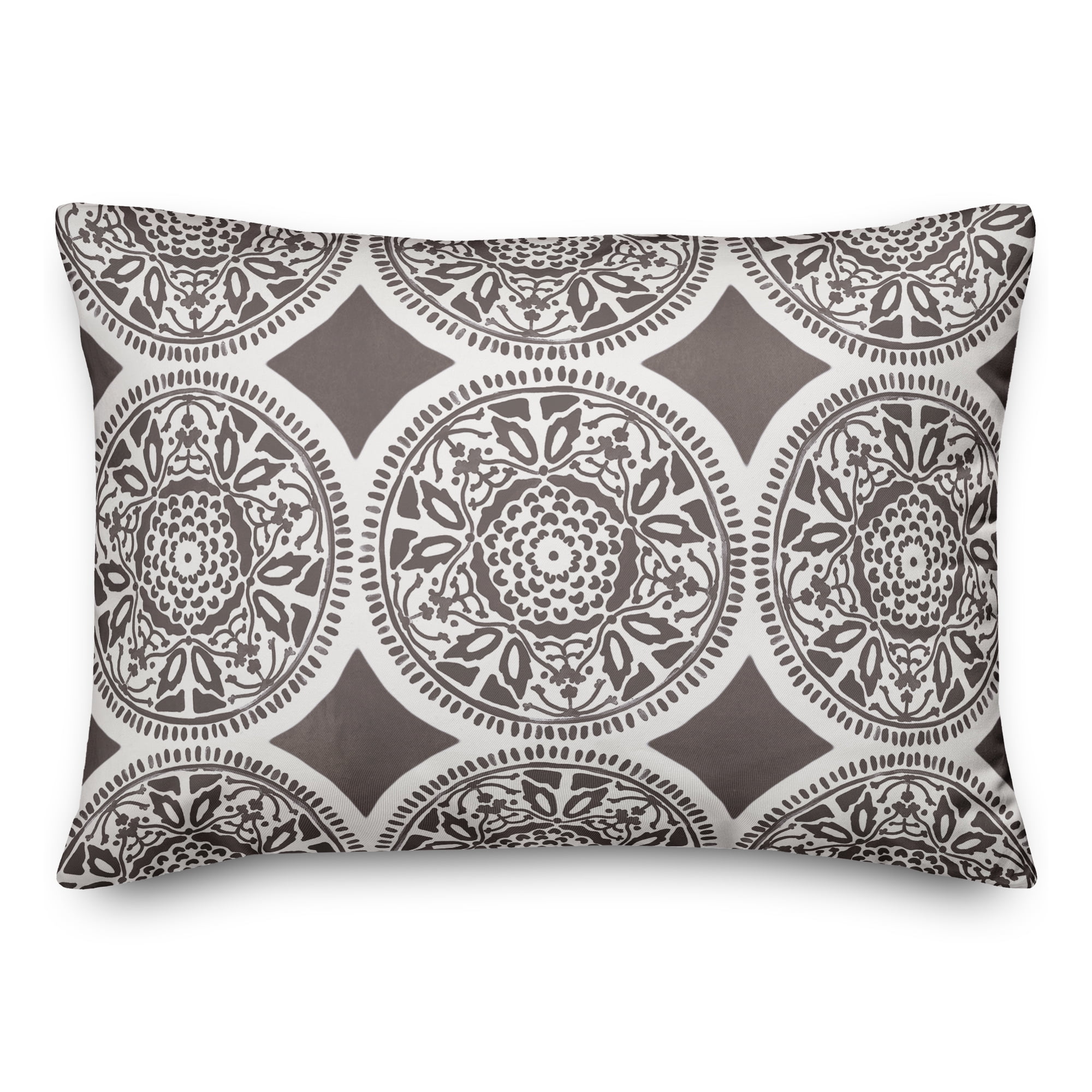 Creative Products Small Grey Full Pattern Medallions 14x20 Indoor / Outdoor Pillow