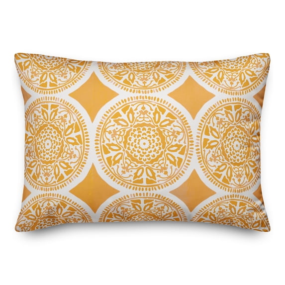Creative Products Small Yellow Full Pattern Medallions 14x20 Indoor / Outdoor Pillow