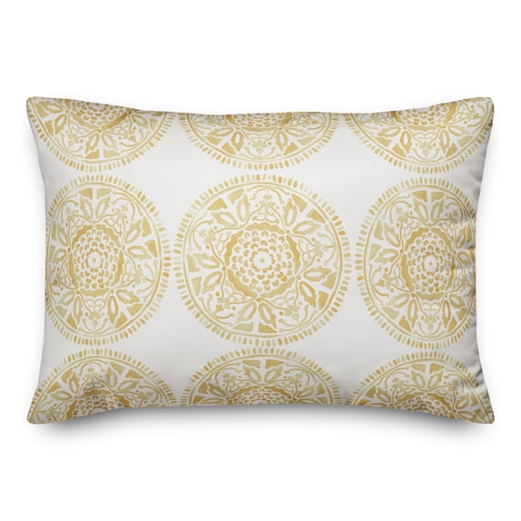 Creative Products Small Yellow Pattern Medallions 14x20 Indoor / Outdoor Pillow