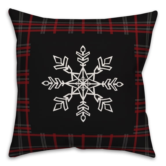 Creative Products Snowflake Farmhouse Plaid 16x16 Spun Poly Pillow
