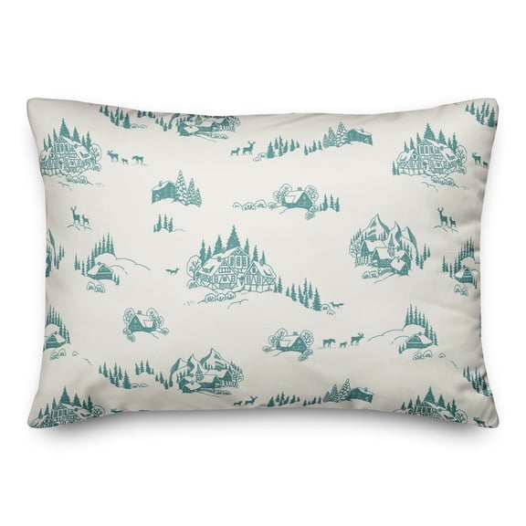 Creative Products Snowy Town Teal 20 x 14 Spun Poly Pillow