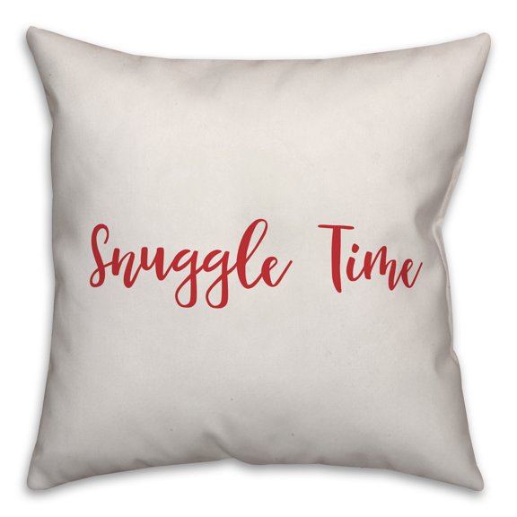 Creative Products Snuggle Time in Red Text on White 16x16 Spun Poly Pillow