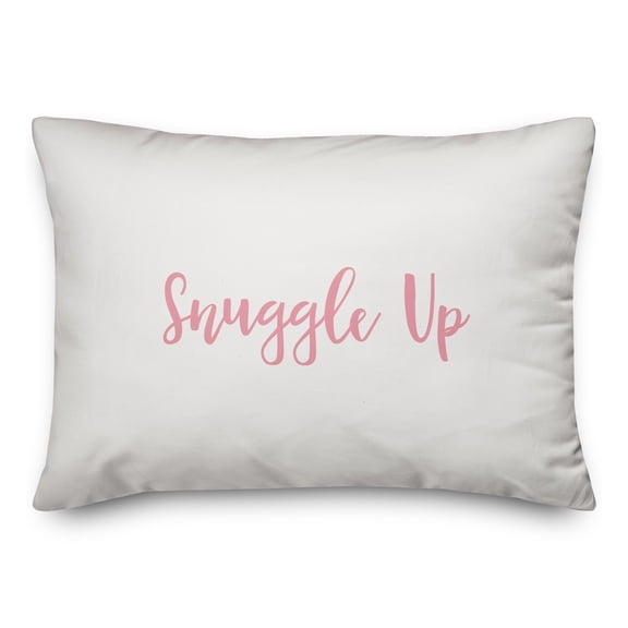 Creative Products Snuggle Up in Pink Text on White 14x20 Spun Poly Pillow