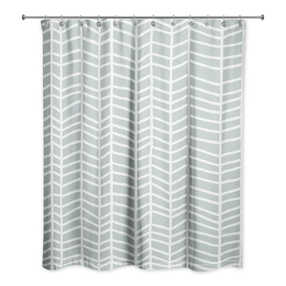 Creative Products Soft Blue Chevrons 71x74 Shower Curtain