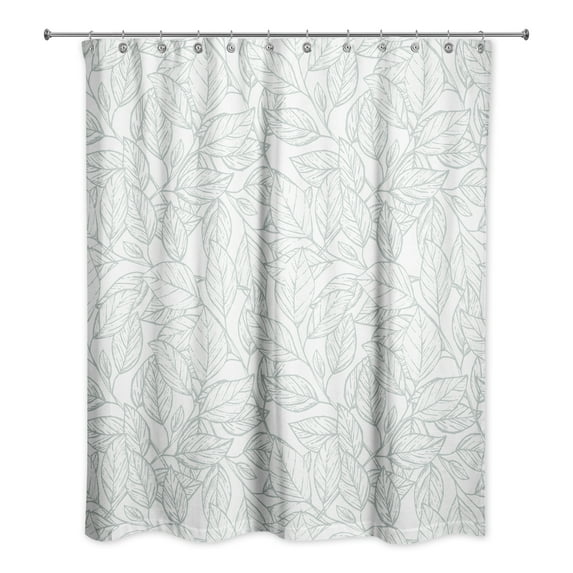 Creative Products Soft Blue Line Leaf Pattern 71x74 Shower Curtain