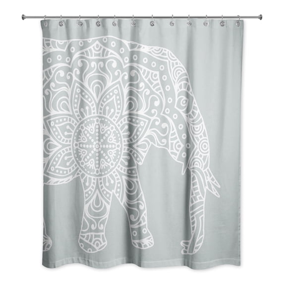 Creative Products Soft Blue Mandala Elephant 71x74 Shower Curtain