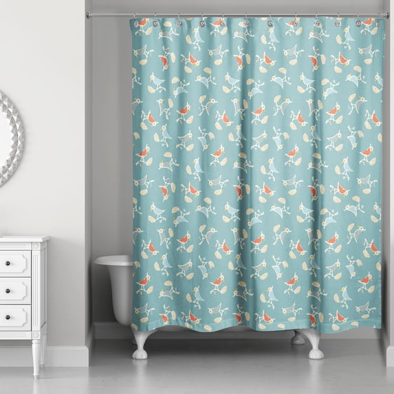 Creative Products Songbird Pattern in Blue 71x74 Shower Curtain