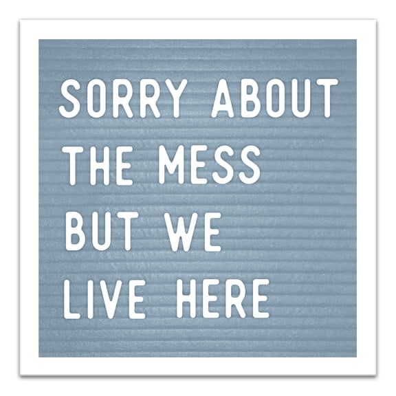 Creative Products Sorry About The Mess But We Live Here 12 x 12 Canvas Wall Art