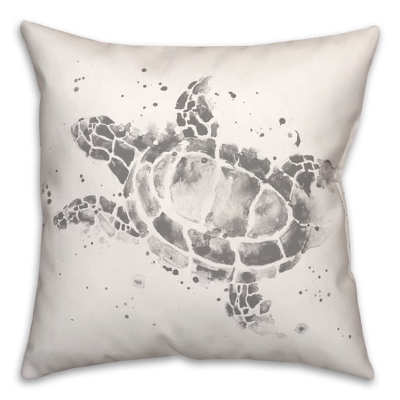 Creative Products Splatter Sea Turtle Gray 18x18 Spun Poly Pillow