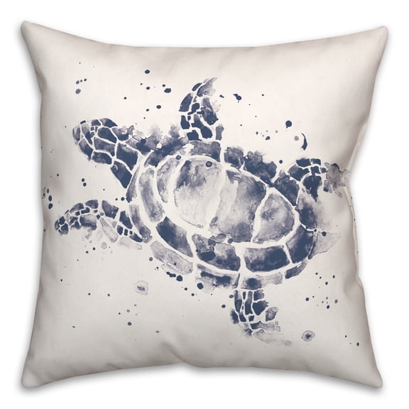 Creative Products Splatter Sea Turtle Navy 18x18 Spun Poly Pillow